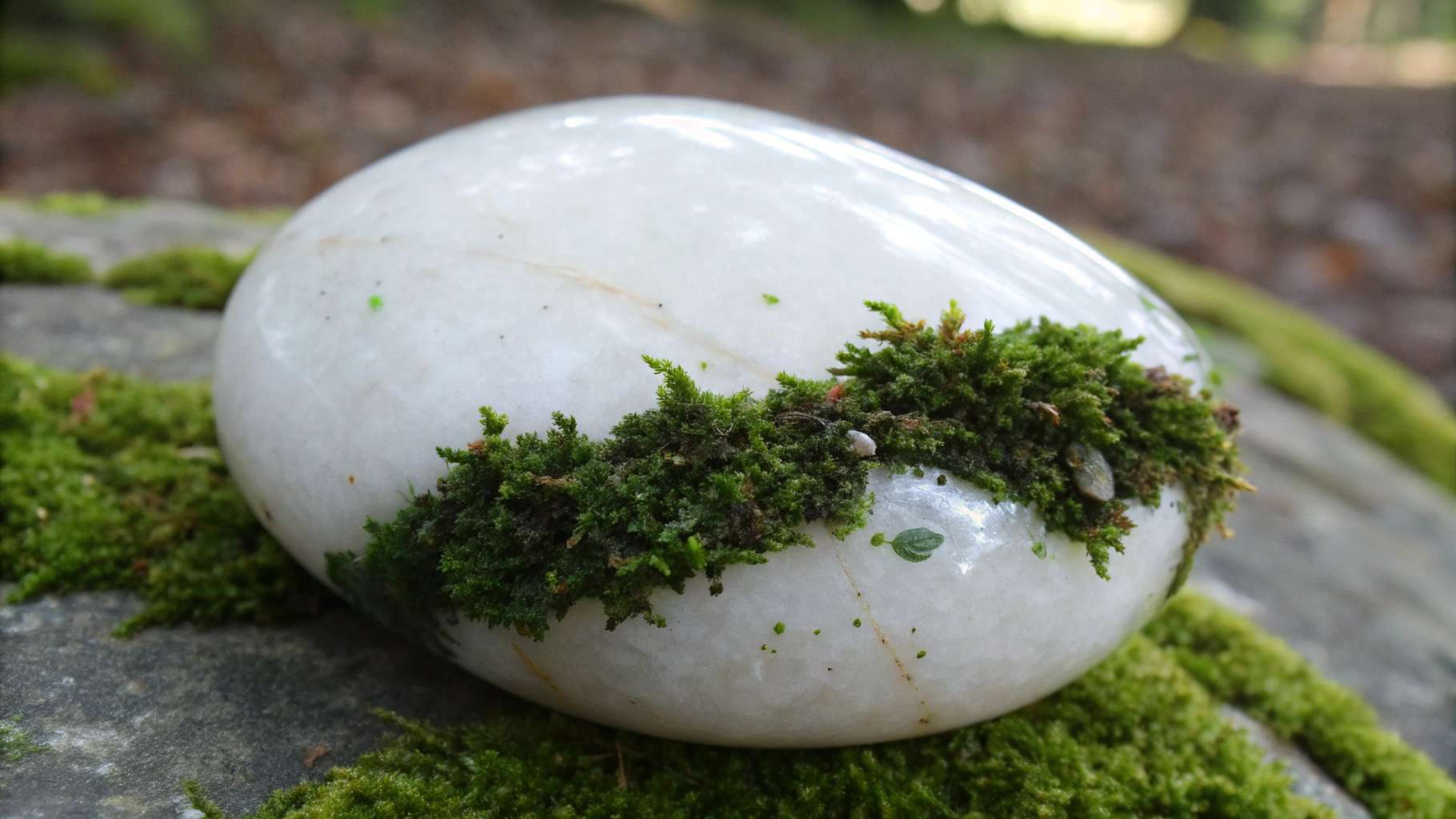 Ágata Musgo branco com verde escuro